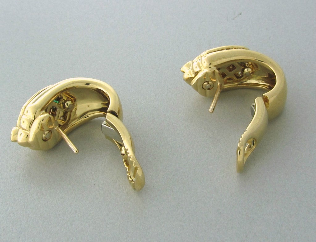 Women's Cartier Gold Ruby Emerald Sapphire Diamond Earrings