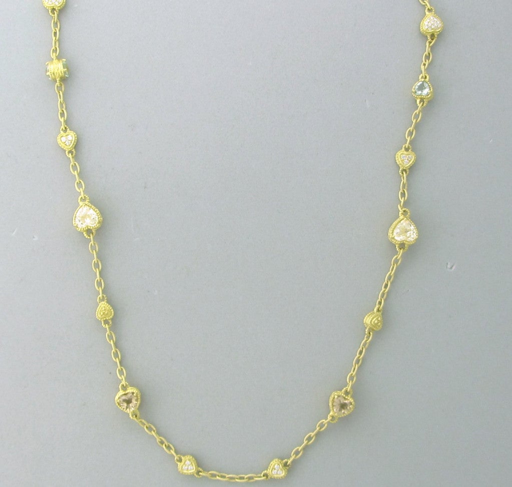 Judith Ripka Gold Diamond Crystal Necklace