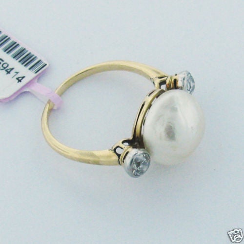 Antique Natural Saltwater Pearl Diamond Ring 1