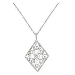 Used Cathy Waterman Platinum Diamond Pendant Necklace