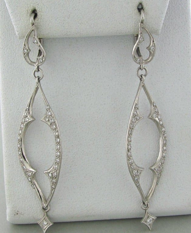 Cathy Waterman Diamond Platinum Earrings In Excellent Condition In Lambertville, NJ