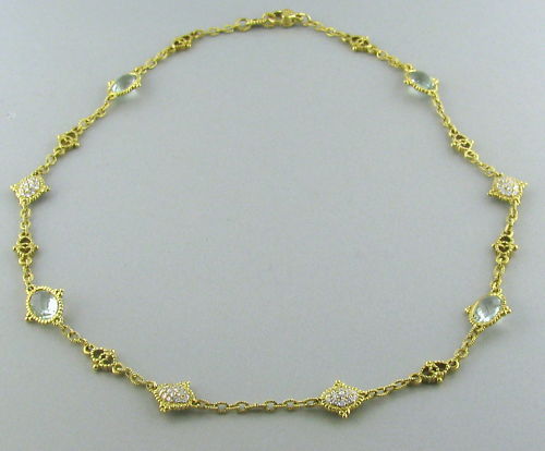 Metall 	18k Gelbgold
Edelsteine/Diamanten 	Grüner Quarz - 9.6mm X 6.6mm
Diamanten - ca. 2.00ctw
Maße 	Halskette - 16.5