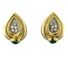 Chopard Gold Diamond Emerald Earrings