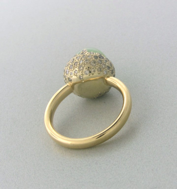 Pomellato Gold Peridot Diamond Ring In Excellent Condition In Lambertville, NJ