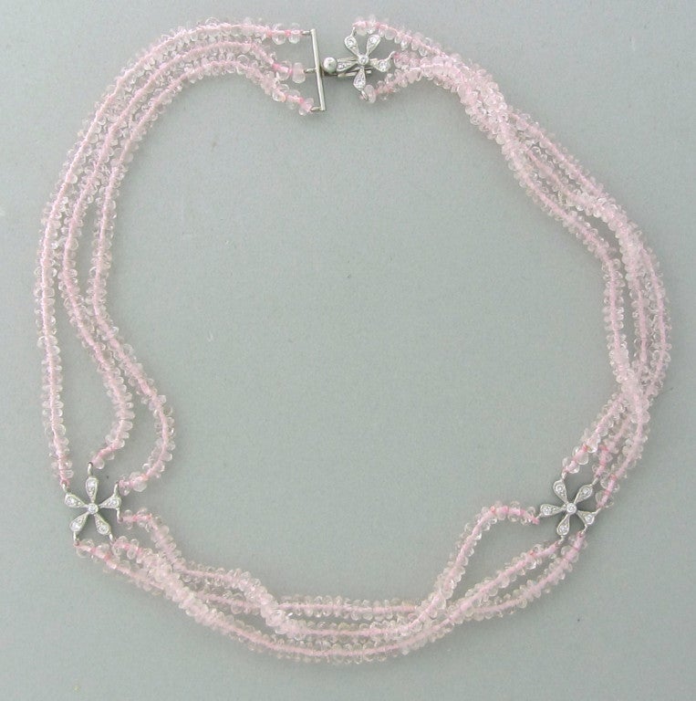 Cathy Waterman Rose Quartz Platinum Necklace In Excellent Condition In Lambertville, NJ
