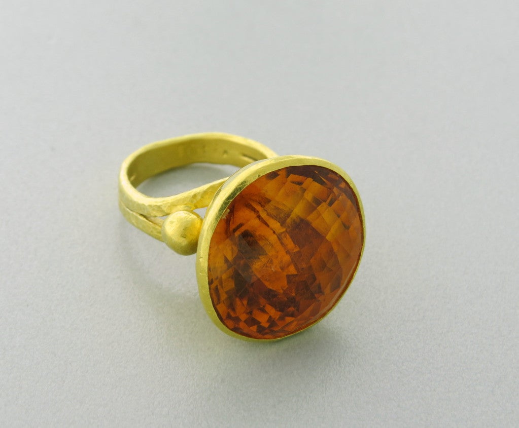 Uncut Large Gurhan Madeira Citrine Gold Ring