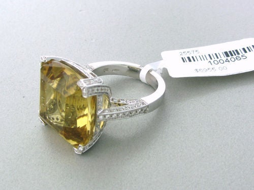 Asprey Citrine Diamond Gold Ring In Excellent Condition In Lambertville, NJ