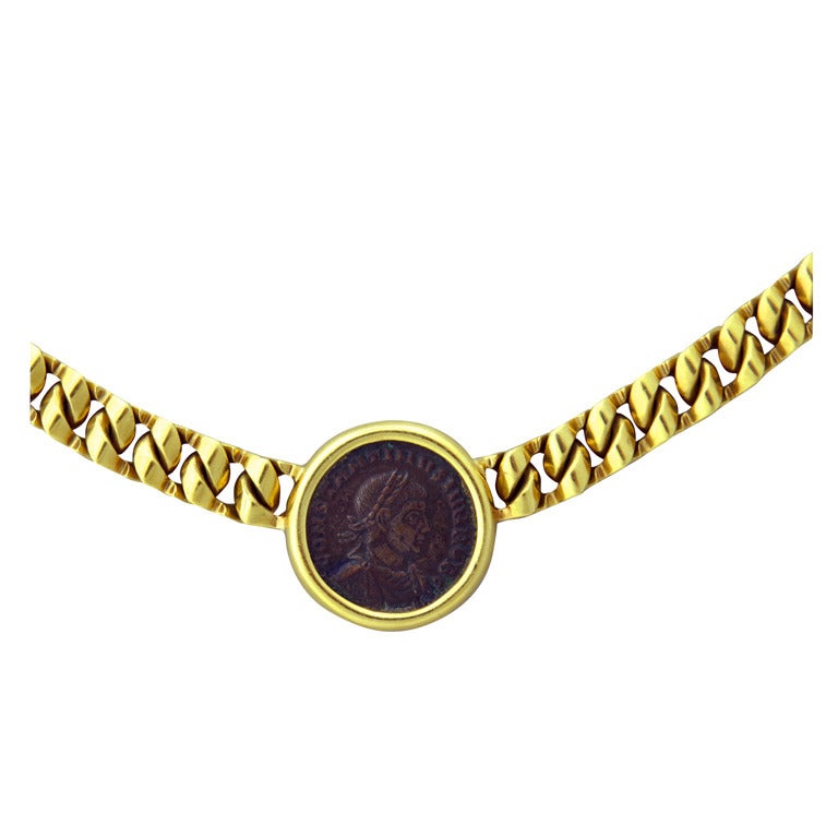 Bulgari Ancient Roman Coin Gold Necklace at 1stdibs