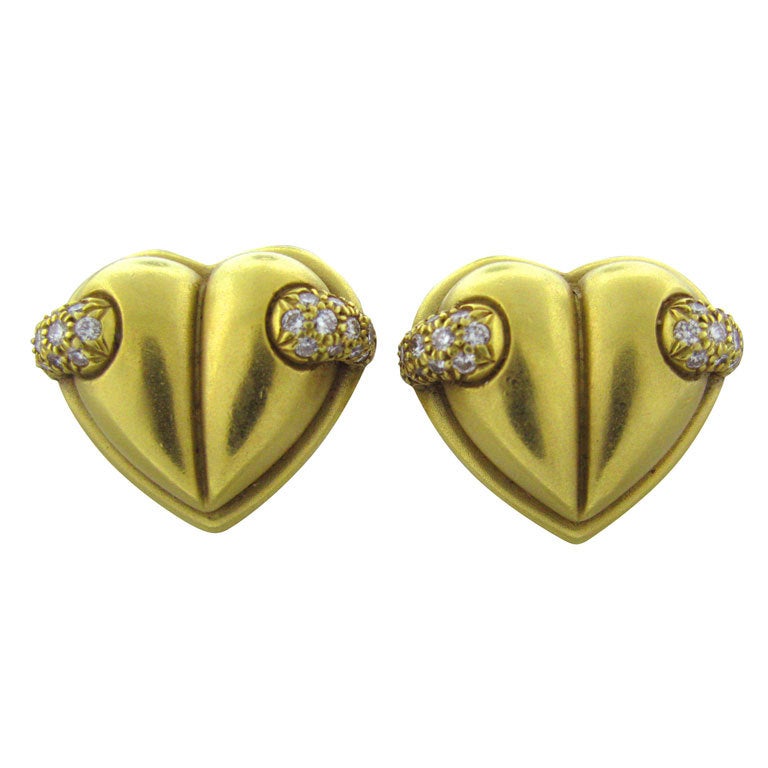 KIESELSTEIN CORD Diamond Heart Gold Earrings