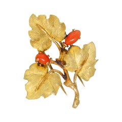 Buccellati Gold Coral Brooch