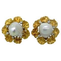 Spritzer & Fuhrmann Gold Diamond Pearl Earrings