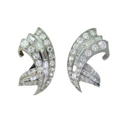 1950s Platinum Diamond Earrings