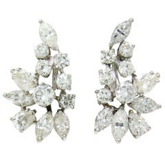 1950s Platinum Diamond Earrings
