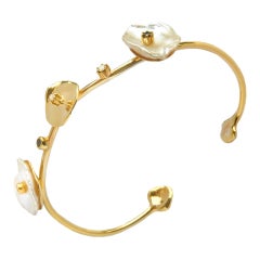 Gold Bracelet set with Keshi Pearls and Diamonds