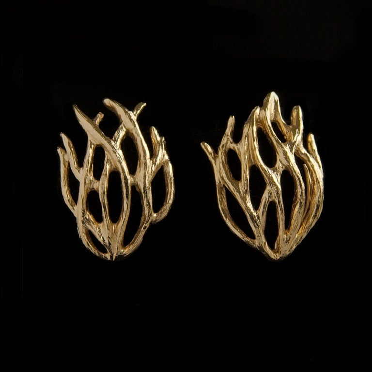 Gold Coral Branch Earrings