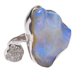 Australian Opal & Diamond White Gold Ring