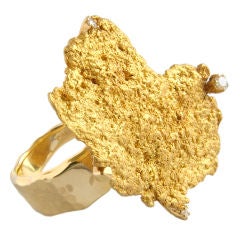 Raw Gold Nugget Ring highlighted with Diamonds