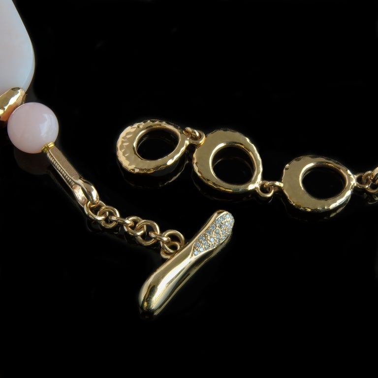 Necklace of Peruvian opal, Pave Diamonds and Gold For Sale 1