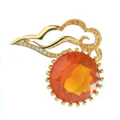 Pendant / Brooch Pin of Gold, Opal, Sapphires and Diamonds