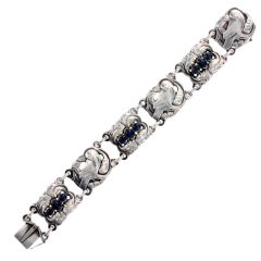 Vintage Georg Jensen sterling silver bracelet no. 14 with moonstones