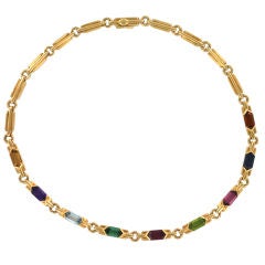 Bulgari 18 karat gold necklace with assorted colored stones