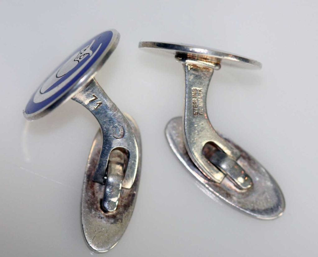 Women's Georg Jensen sterling silver & blue enamel cufflinks No. 71