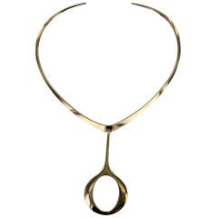 Danish Modern gold collar with pendant by Gabrielsen
