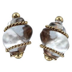 Seaman Schepps Gold & Rock Crystal Earrings