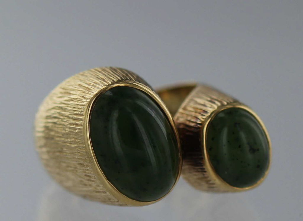 Georg Jensen 18 karat gold and jade ring No. 867 designed by Ibe Dahlquist circa 1960's.  Ring is size 6 1/2 and can be resized at no additional charge.  The ring bears impressed company marks and is in excellent condition.