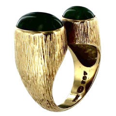 Danish Modern  Georg Jensen Gold and Jade Ring