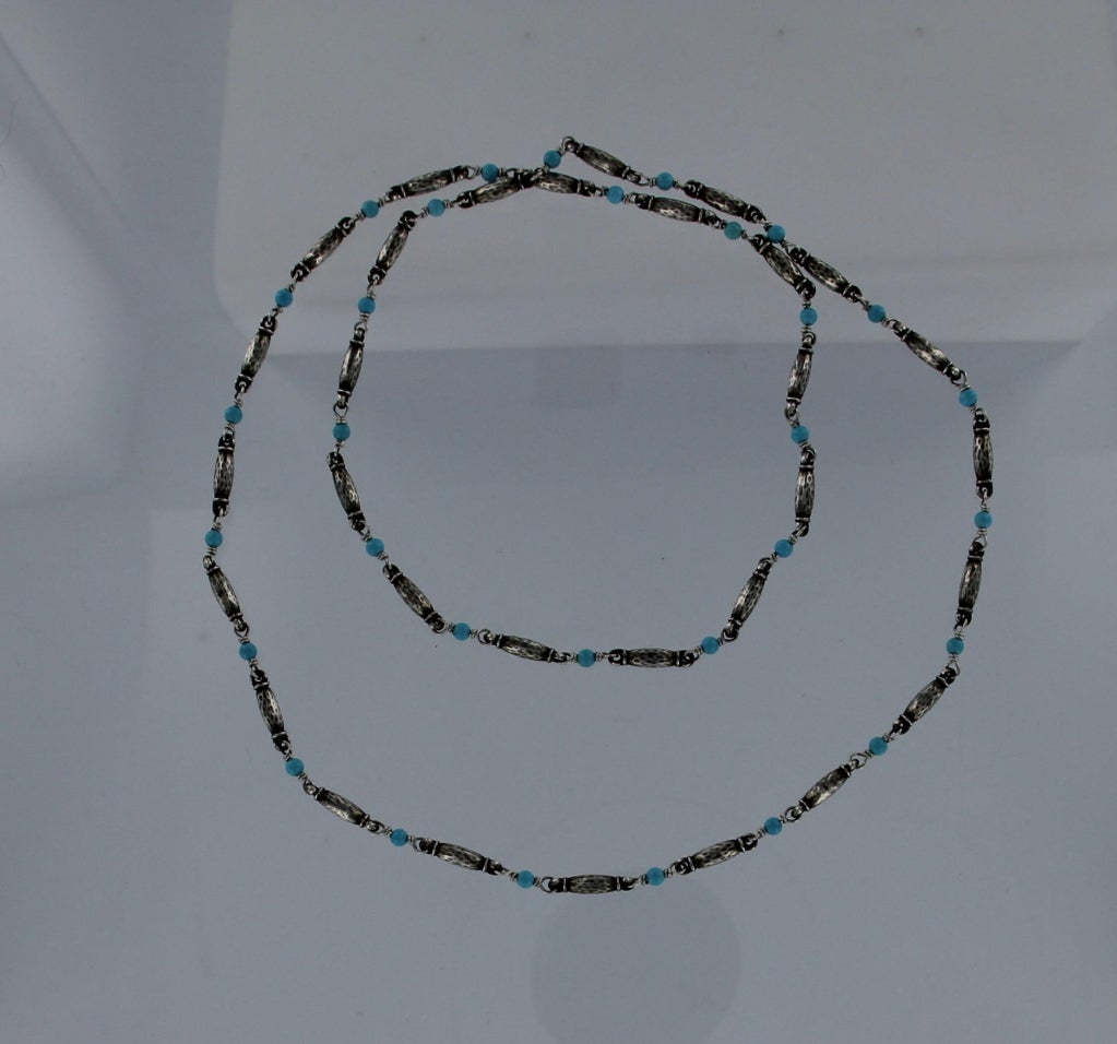 GEORG JENSEN Sterling Silver Turquoise Necklace No. 40