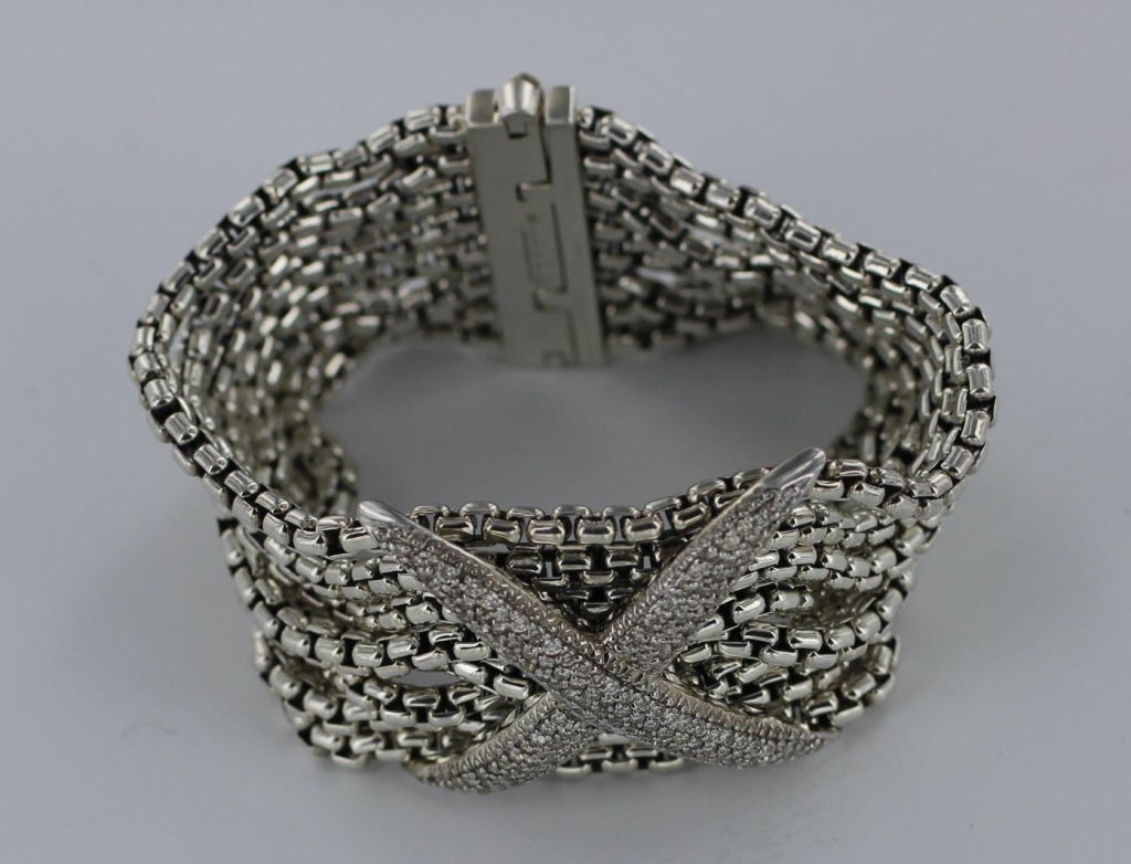 Women's or Men's DAVID YURMAN Sterling Silver and Diamond Bracelet