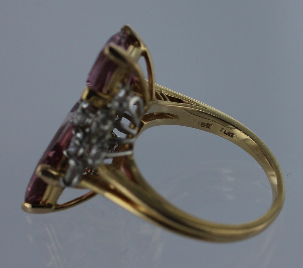 Oscar Heyman Pink Tourmaline Diamond gold platinum Ring In Excellent Condition For Sale In Mt. Kisco, NY
