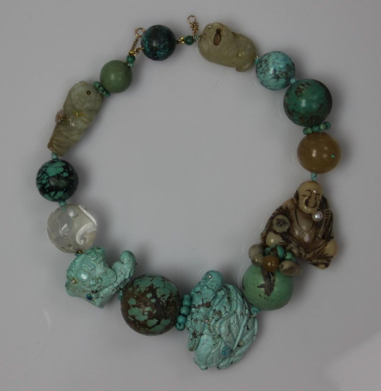 CONSTANCE ABERNATHY Carved Hardstone Necklace at 1stDibs