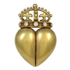 KIESELSTEIN CORD Gold & Diamond Heart Brooch