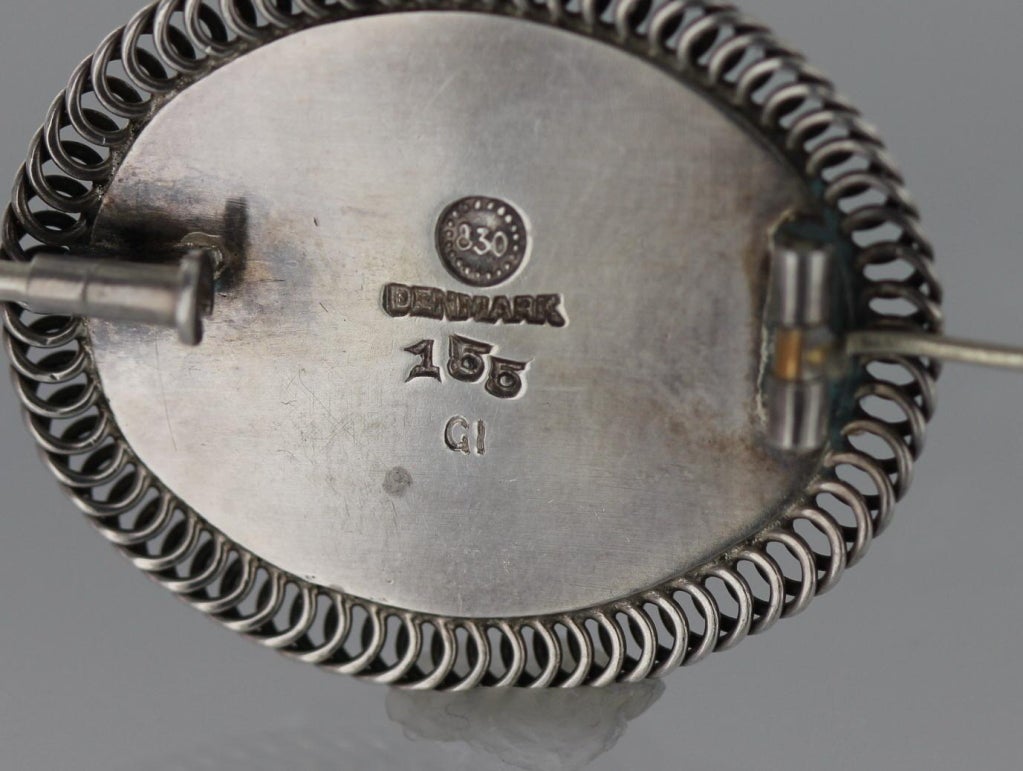 GEORG JENSEN Sterling Silver and Lapis Brooch No. 155 For Sale at 
