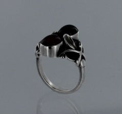 Vintage GEORG JENSEN Sterling Silver and Garnet Ring No. 48