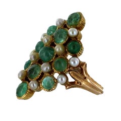 BUCCELLATI Gold, Emerald and Pearl Ring