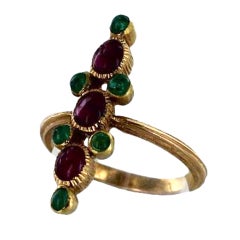 BUCCELLATI Gold, Emerald and Ruby Ring