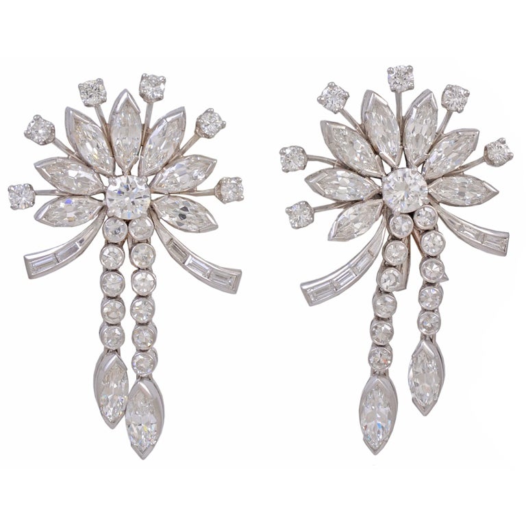 Art Deco  Platinum with Diamonds Earrings