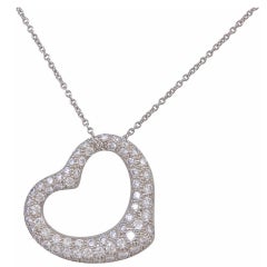 TIFFANY 
CO. Platinum and Diamond Heart Pendant Necklace