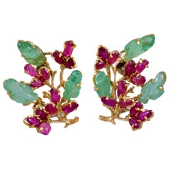 BUCCELLATI Emerald, Ruby and Gold Earrings