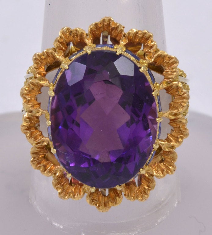 Women's or Men's BUCELLATI Gold, Amethyst and Sapphire Ring & Earring Set For Sale