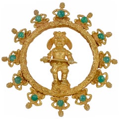 DE KOLB Gold and Emerald Pendant