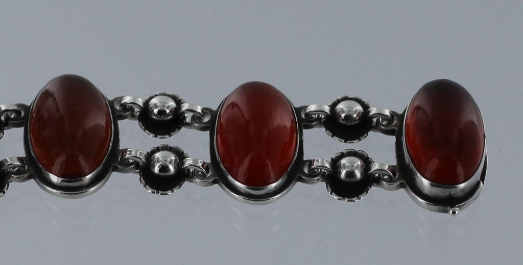Georg Jensen bracelet No. 63 with Carnelian In Excellent Condition In Mt. Kisco, NY