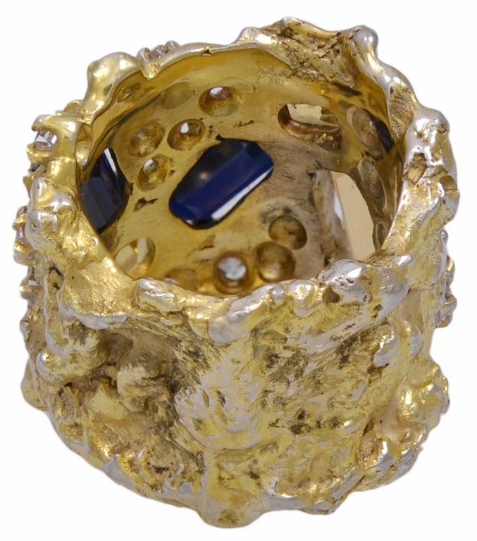 Arthur King Citrine Sapphire Diamond Gold Ring In Excellent Condition For Sale In Mt. Kisco, NY
