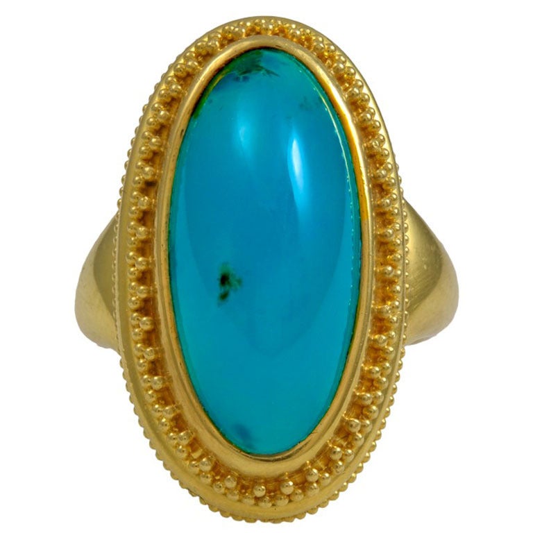 Elaine Greenspan Gold and Chrysocolla Ring