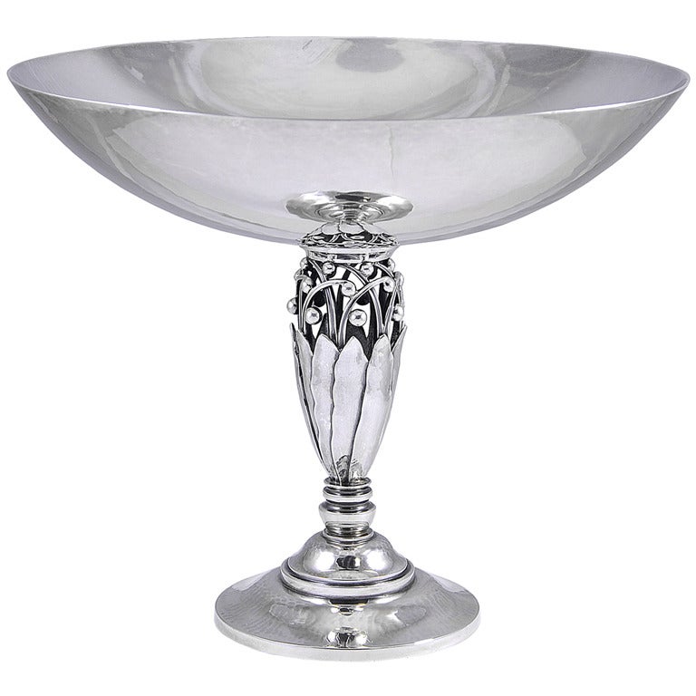 Georg Jensen Silver Pedestal Bowl No. 574B For Sale