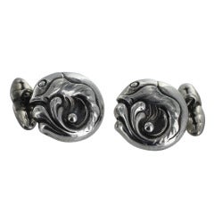 Georg Jensen Silver Fish Cufflinks No. 14