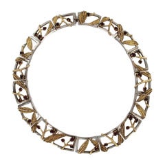 Tiffany & Co. Garnet Silver Gold Necklace
